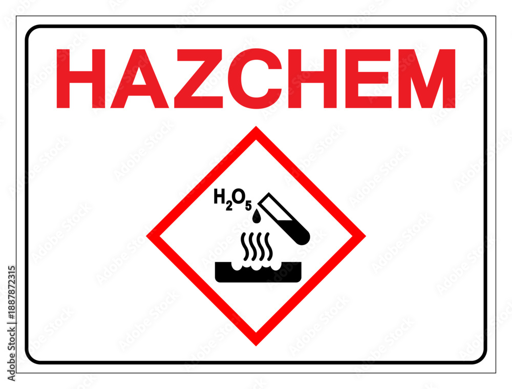 Fototapeta premium Hazard Chemical Corrosive H2 O5 Symbol Sign, Vector Illustration, Isolated On White Background Label. EPS10