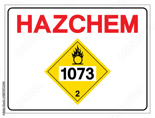 Hazard Chemical UN1073 Class 2 Oxygen Symbol Sign, Vector Illustration, Isolate On White Background, Label .EPS10