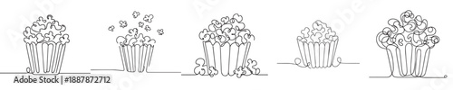 popcorn vector with continuous line style