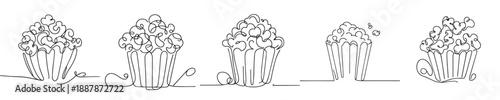 popcorn vector with continuous line style