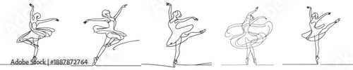 ballet dancing woman vector with continuous line style