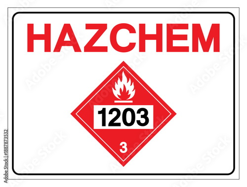 Hazard Chemical Class 3 Gasoline UN1203 Symbol Sign, Vector Illustration, Isolate On White Background, Label .EPS10