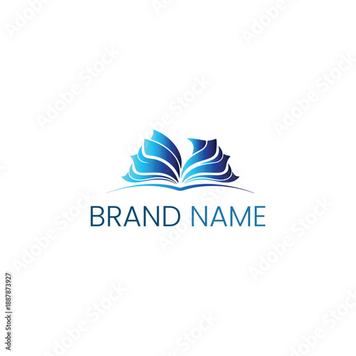 Abstract Blue Open Book Logo for Education or Publishing