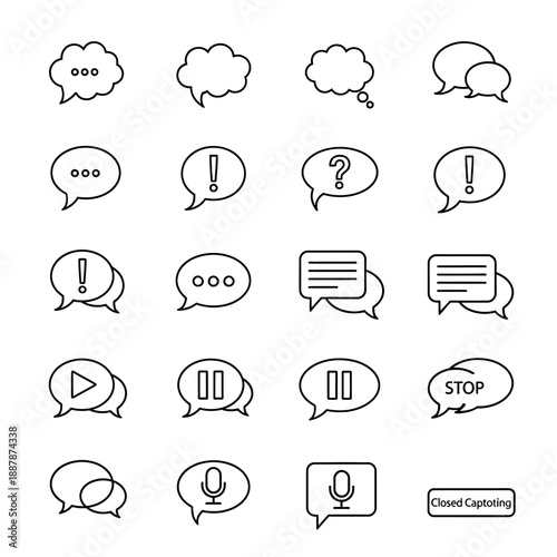 Quadro su tela Black and white chat speech bubbles.
