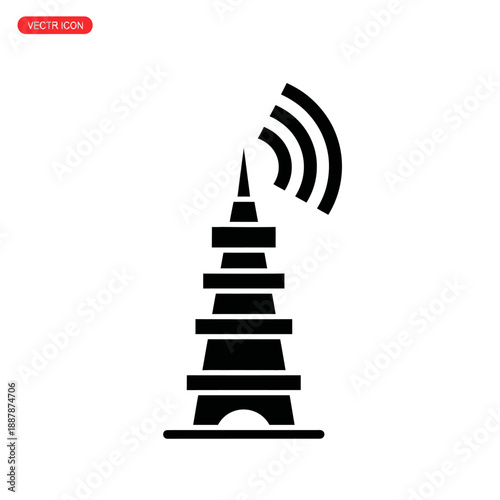 Black Stupa with WiFi Signal Icon.