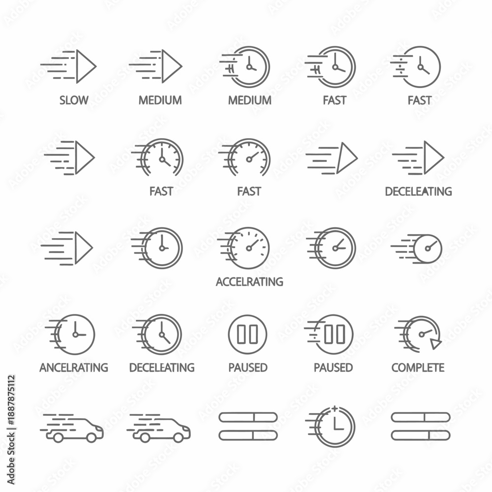 Fototapeta premium Speed and Time Icons Set.
