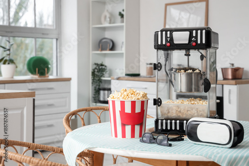 Modern popcorn machine and ...