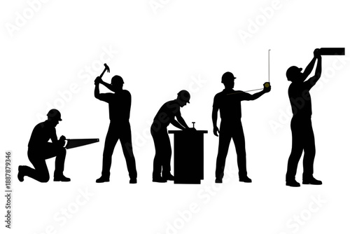 silhouettes of carpenter