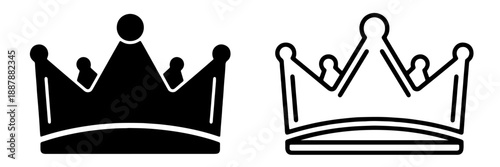 Crown icons, one solid black and one outlined, representing royalty, leadership, success, and power
