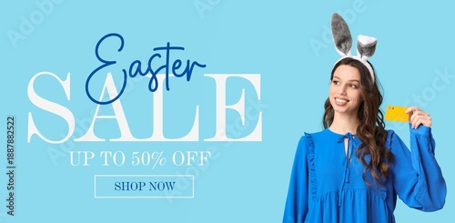 Happy young woman in bunny ...