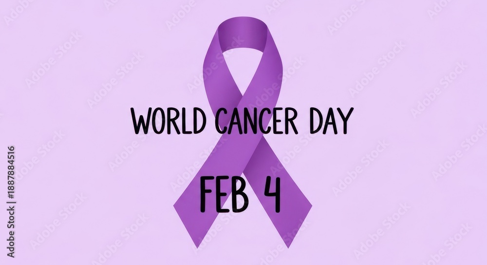 Obraz premium World cancer day: a purple awareness ribbon highlighting global observance on february 4