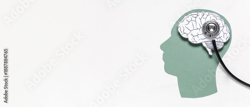 Paper human head with brain...