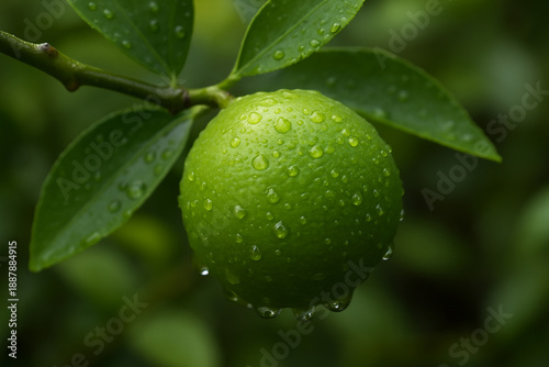 Wallpaper Mural Close up of wet lime on branch stock photo  Torontodigital.ca