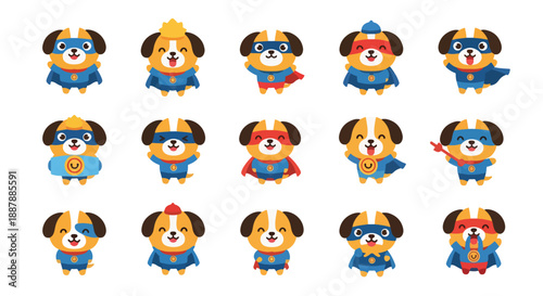 Cartoon Dog Superhero Character Collection