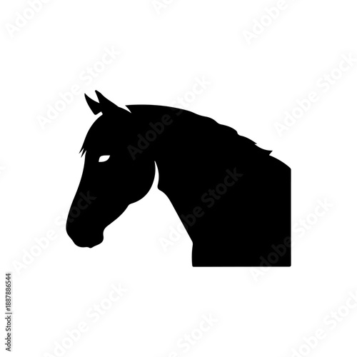 Foto Solid black horse head silhouette icon with a clean and bold animal profile for logo and symbol use