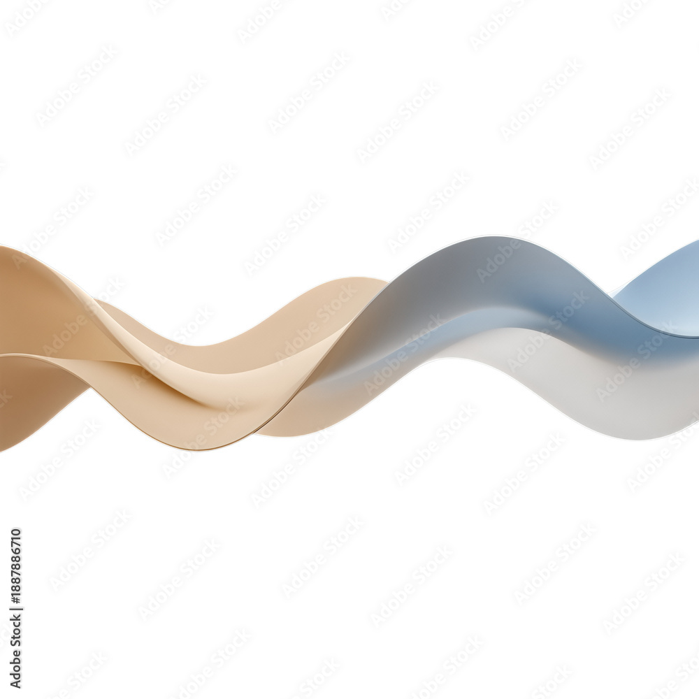 Fototapeta premium Smooth overlapping wave shapes in beige and blue