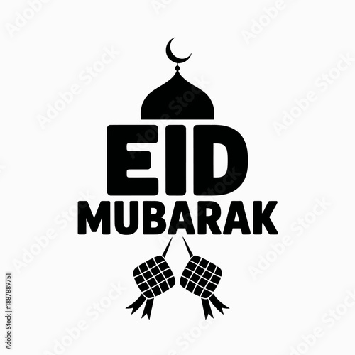 Festive Eid Mubarak celebration background with traditional Islamic elements.