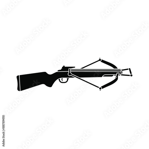Black Crossbow Weapon Silhouette Icon Vector Illustration on White Background