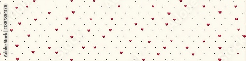 Red Heart and Black Polka Dot Minimalist Seamless Pattern