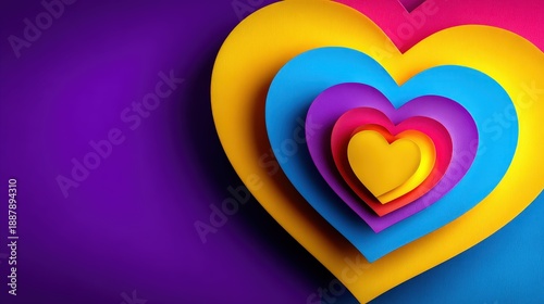 Vibrant Multi-Layered Heart Art for Love and February Celebrations