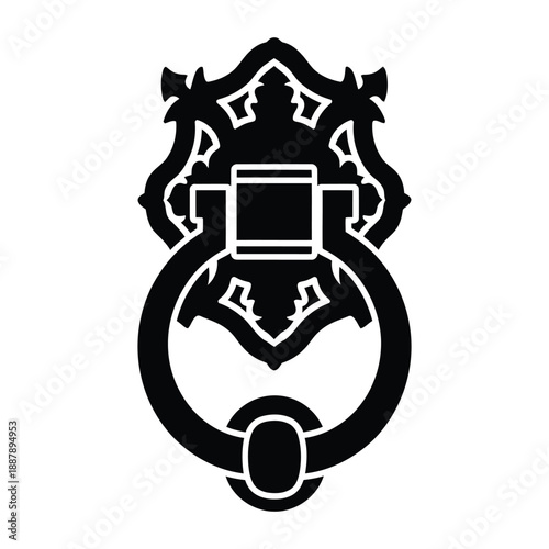 Ornate Black Silhouette Door Knocker Vintage Decorative Classic Design