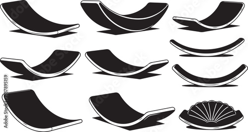 Collection of modern chaise lounge silhouettes in black and white