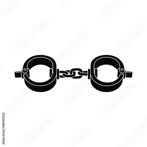 Flat Black Shackle Illustration with Connecting Chain Design