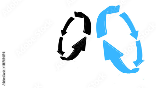 Blue circular arrow loop icon symbolizing refresh, recycle, renewal, rotation, and continuous process concepts.
