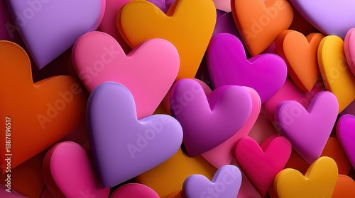 Colorful 3D Hearts Background for Romance and Valentine's Day