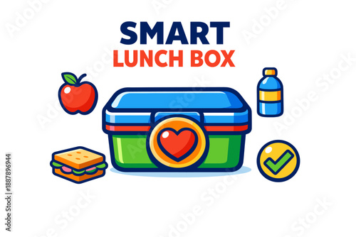 Smart lunch box with healthy foods and beverage