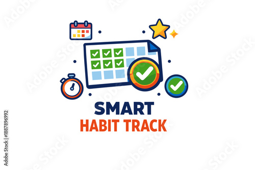 Smart habit tracker with calendar, timer, and checklist icons