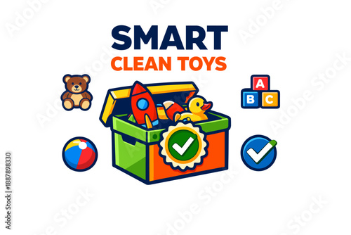 Smart organization for clean toys in colorful storage box