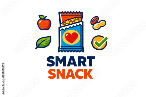 Smart snack design with heart symbol and healthy icons