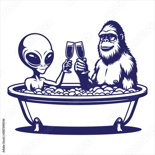 Bigfoot Alien Hot Tub svg