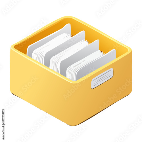 Yellow office file box for organized document storage and management Graphic Asset