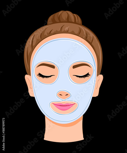 Woman with white facial mask for moisturizing beauty skin treatment Graphic Asset