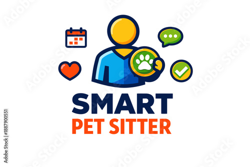 Smart pet sitter logo with calendar and communication icons