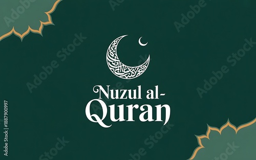 Nuzul al quran islamic holy month symbol with crescent moon