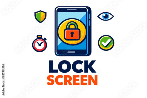 Smartphone lock screen icons: security, privacy, and accessibility symbols