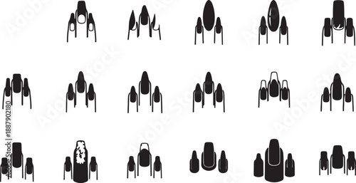 vector silhouettes of woman nail