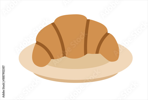 Illustration of Croissant on Plate