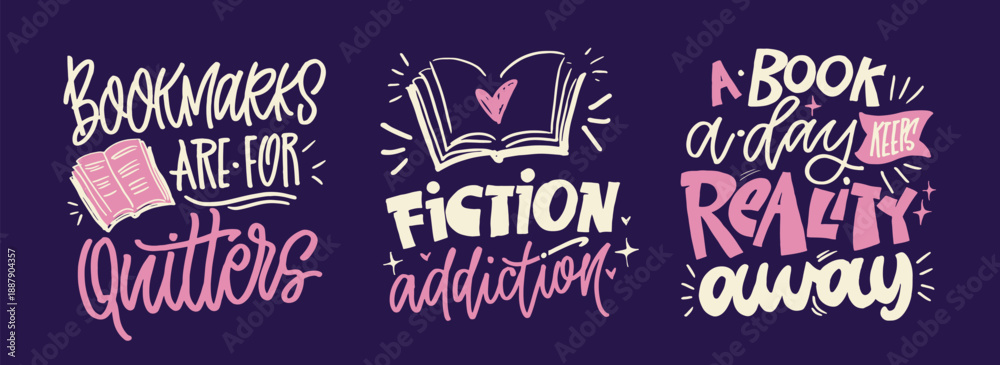 Fototapeta premium Cute hand drawn doodle lettering quote about books and reading. Lettering for t-shirt design, mug print, bag print, clothes fashion. 100% hand drawn vector image.