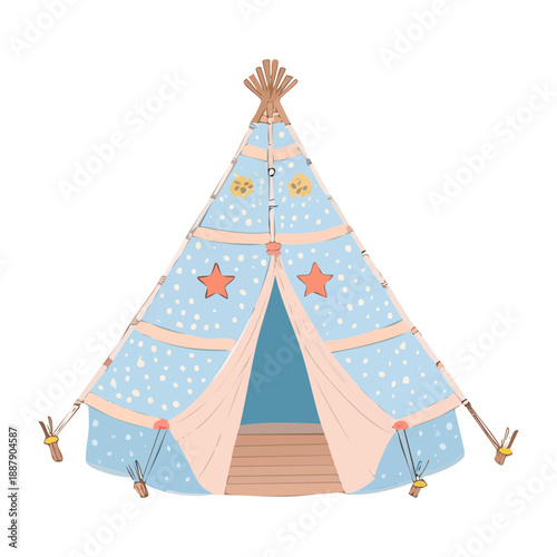 Classic striped teepee for children indoor camping and nursery room decoration Graphic Asset
