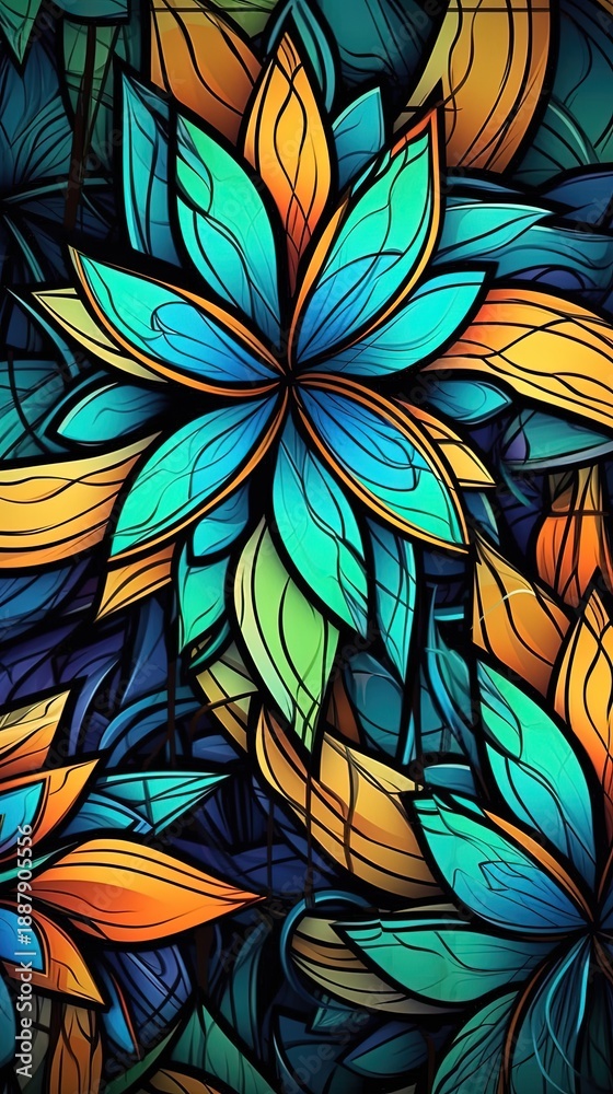 custom made wallpaper toronto digitalColorful Stained Glass Floral Abstract Background with Vibrant Geometric Pattern