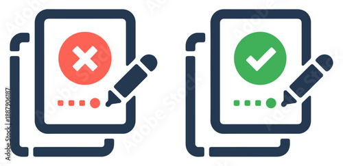 accept reject document paper icon