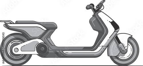 Modern electric scooter side view vector illustration eco friendly transportation city moped icon design for delivery and urban mobility