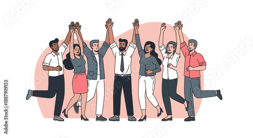 Collaborative Business Team Celebrating Major Project Success and Goal Achievement