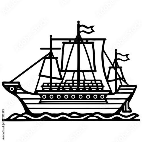 Ancient Warship Illustration.