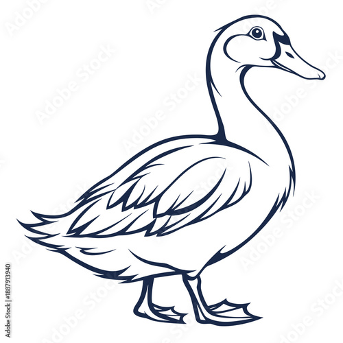 Graceful duck in simple line art