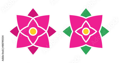 Flower icon. A stylized flower. An attribute of spring, summer, and beauty. An element of interior decor or lettering.